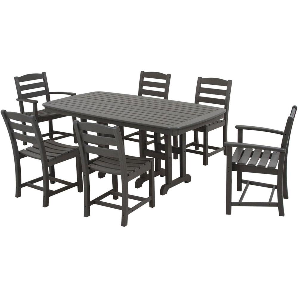 image:imagePOLYWOOD PWS1311MA La Casa Caf 7Piece Dining Set MahoganySlate Grey