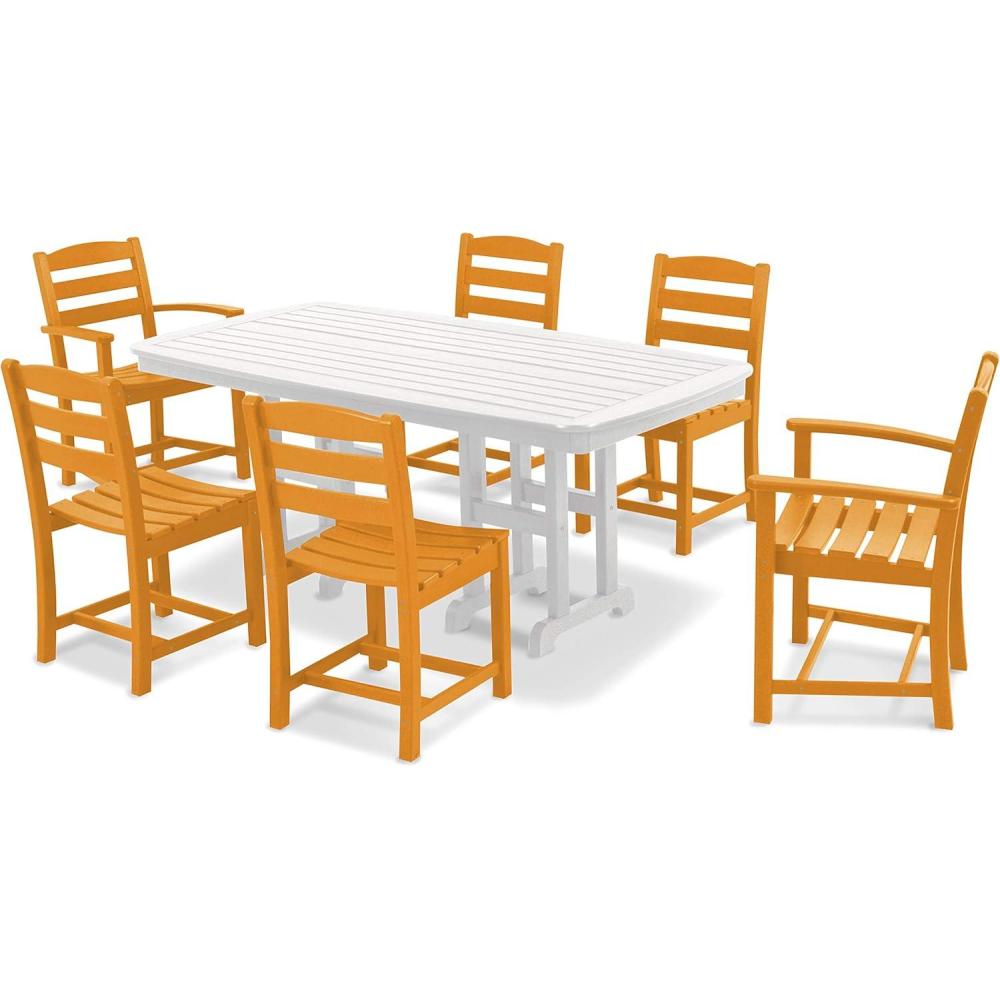 image:imagePOLYWOOD PWS1311MA La Casa Caf 7Piece Dining Set MahoganyTangerine White