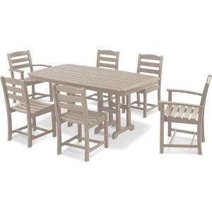 POLYWOOD PWS131-1-MA La Casa Café 7-Piece Dining Set, Mahogany(Sand)