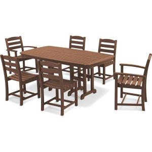 POLYWOOD PWS131-1-MA La Casa Café 7-Piece Dining Set, Mahogany(Teak)