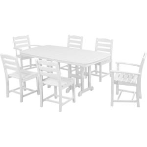 POLYWOOD PWS131-1-MA La Casa Café 7-Piece Dining Set, Mahogany(White)